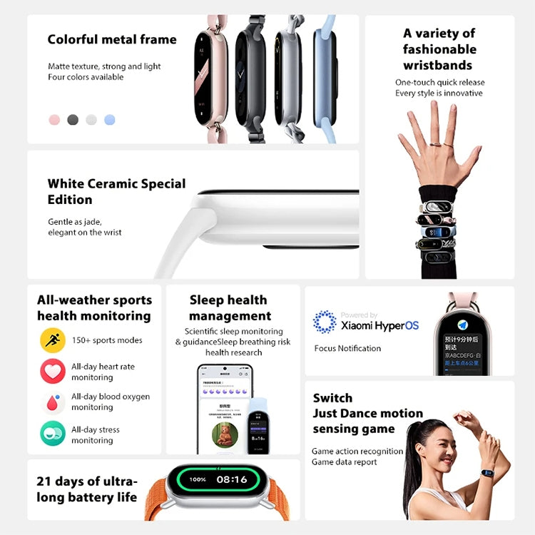 Original Xiaomi Mi Band 9 1.62 inch AMOLED Screen 5ATM Waterproof Smart Watch, Support Blood Oxygen / Heart Rate Monitor, Smart Band 9 Black