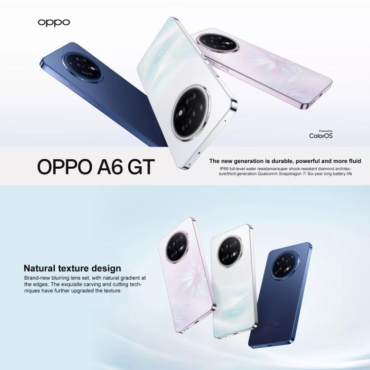 OPPO A6 GT, 12GB+512GB, Screen Fingerprint, 6.8 inch ColorOS 15.0 Android 15 Qualcomm Snapdragon 7 Gen 3 Octa Core, NFC,Network: 5G, 12GB+512GB, A6 GT, 12GB+512GB