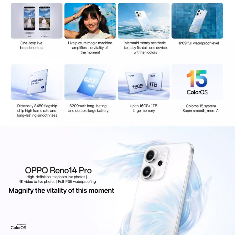 OPPO Reno14 Pro AI Phone, 16GB+512GB