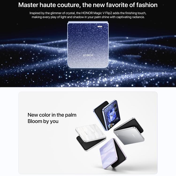 Honor Magic V Flip2, 12GB+512GB, 6.82 inch + 4.0 inch MagicOS 9.0.1  Android 15 Snapdragon 8 Gen 3 Octa Core, Network: 5G, NFC, OTG, 12GB+512GB