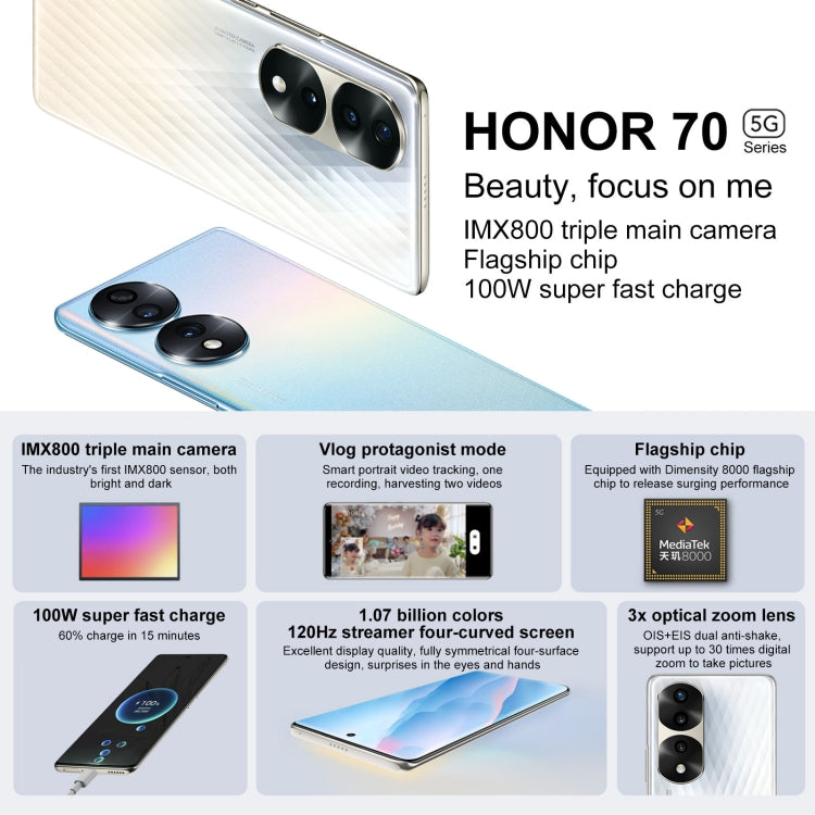 Honor 70 Pro 5G SDY-AN00, 54MP Cameras, 8GB+256GB, China Version