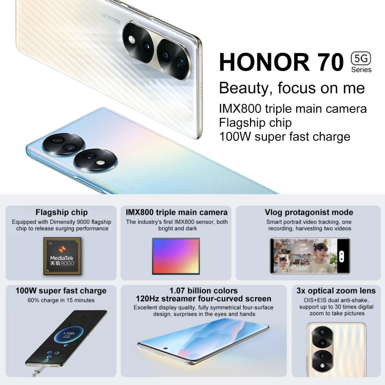 Honor 70 Pro+ 5G HPB-AN00, 54MP Cameras, 12GB+256GB, China Version