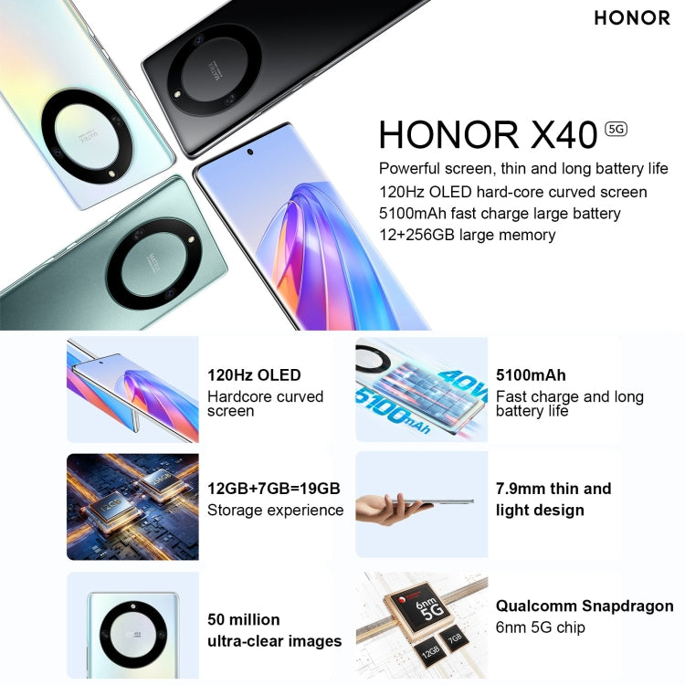 Honor X40 5G RMO-AN00, 50MP Cameras, 12GB+256GB, China Version